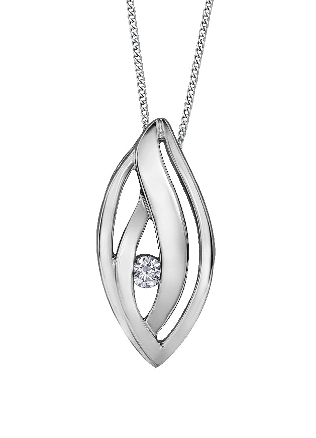 Lady's sterling silver 'Forever Jewellery' pendant set with
1 x 0.04ct round brilliant cut CANADIAN diamond on a fine box link chain