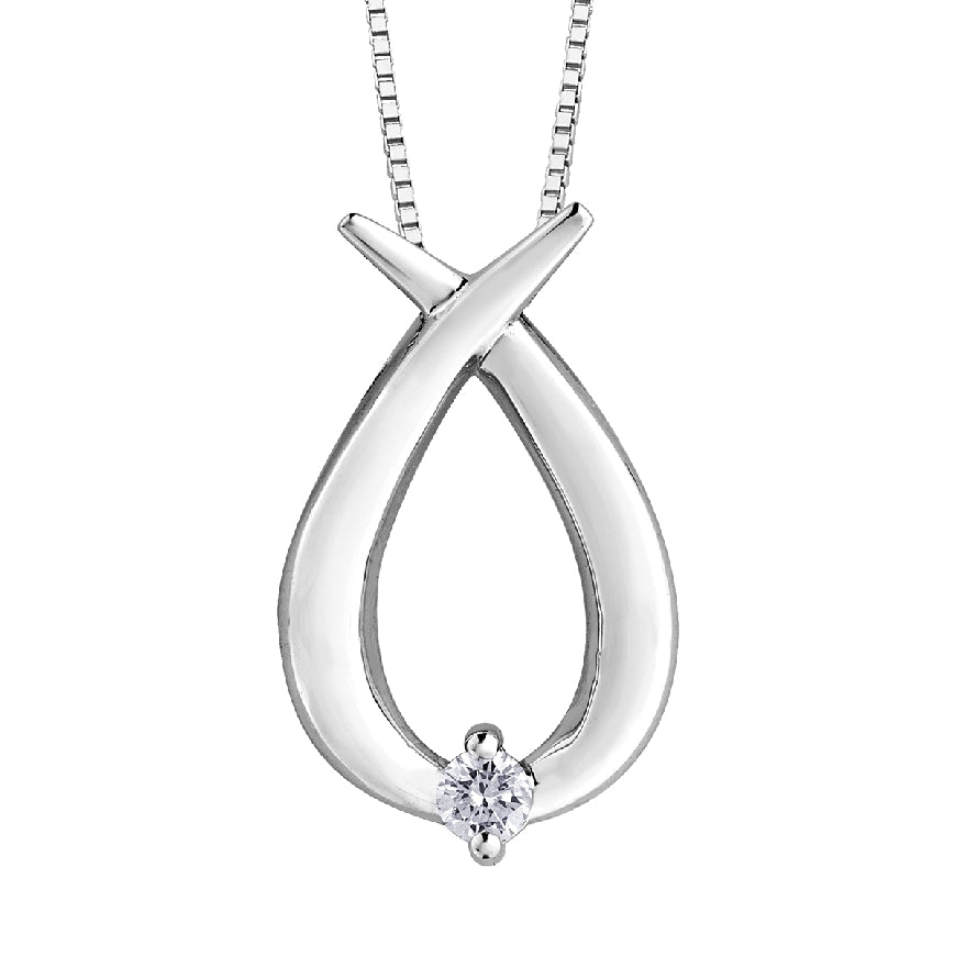 Lady's 10kt white gold 'Forever Jewellery' solitaire pendant set with 1 x 0.04ct round brilliant cut diamond on a fine box link chain