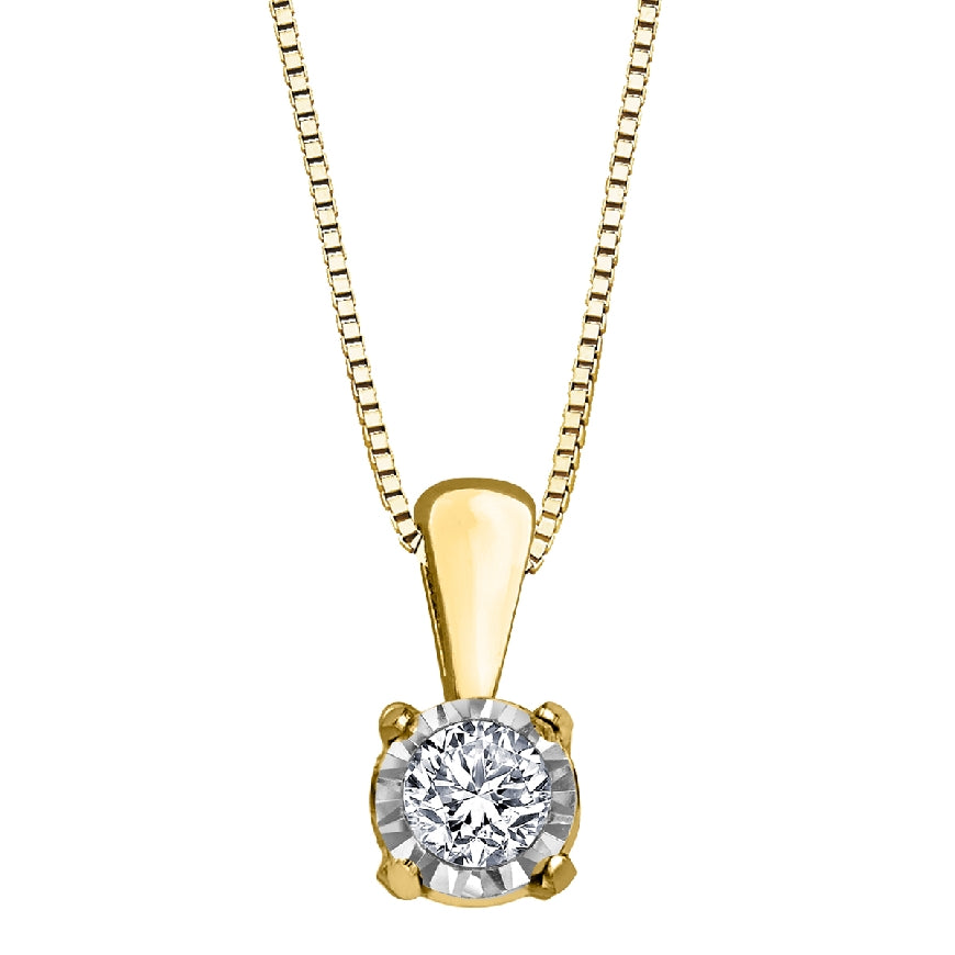 Lady's 10kt yellow gold 'Forever Jewellery' solitaire pendant set with 1 x 0.03ct round brilliant cut diamond on a fine box link chain