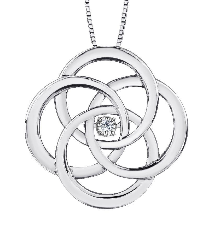 Lady's sterling silver 'Forever Jewellery' 'PULSE' pendant set with 1 x 0.03ct round brilliant cut CANADIAN diamond on a fine box link chain