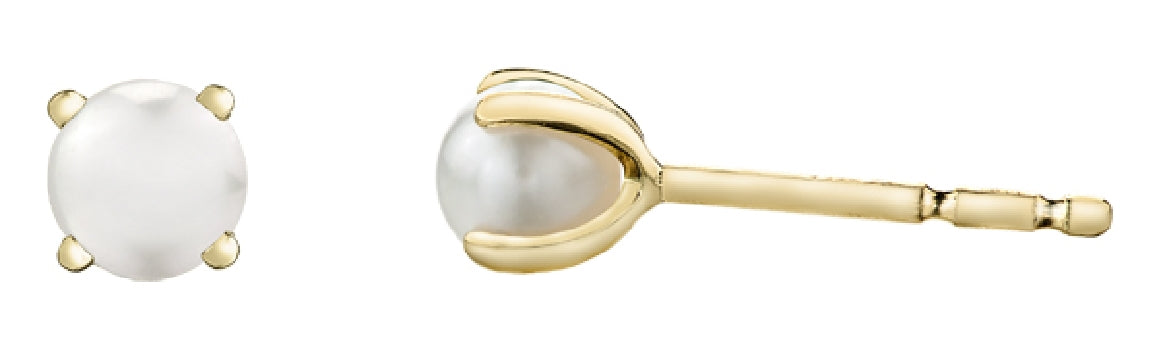 Lady's 10kt yellow gold 'Forever Jewellery' pearl earrings set with 2 x 4mm pearls