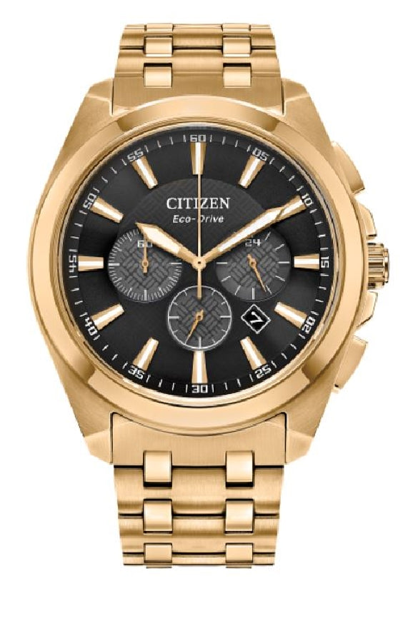 Gent's gold tone CITIZEN Eco-Drive 'CLASSIC' chronograph watch #CA4512-50E