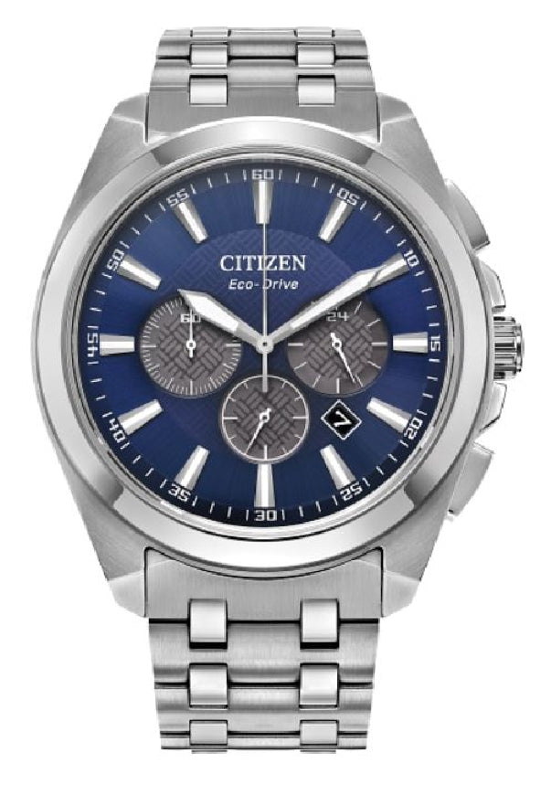 Gent's stainless steel CITIZEN Eco-Drive 'CLASSIC' chronograph with blue face #CA4510-55L