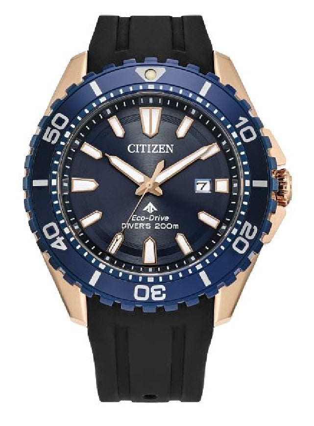 Gent's rose gold tone CITIZEN ECO-DRIVE 'Promaster Dive' watch #BN0196-01L