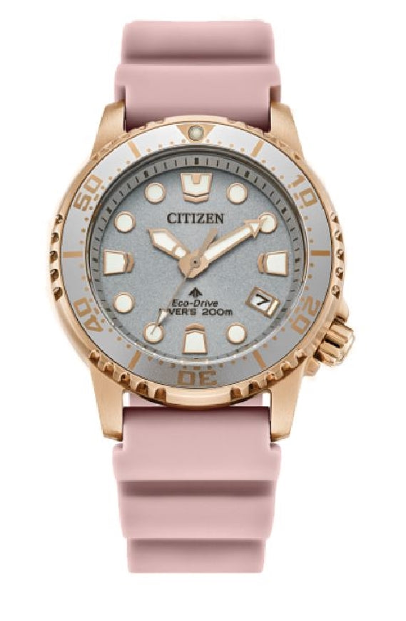 **SPECIAL ORDER**
Lady's CITIZEN ECO-DRIVE 'Promaster Dive' stainless steel watch with pink strap
EO2023-00A