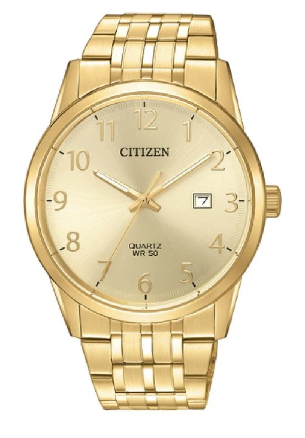 Gent's gold tone CITIZEN quartz watch #BI5002-57Q with gold tone face 