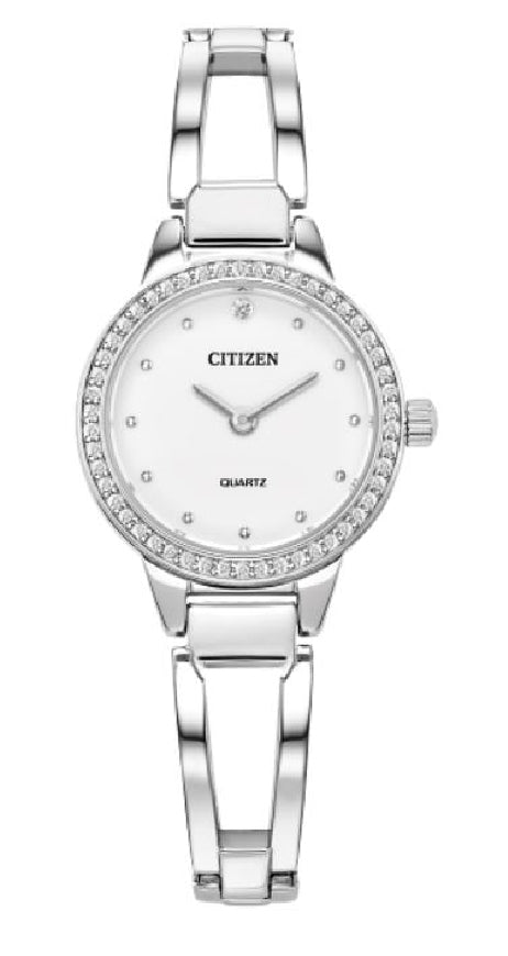 Lady's CITIZEN quartz classic stainless steel crystal bangle watch #EZ7011-88A