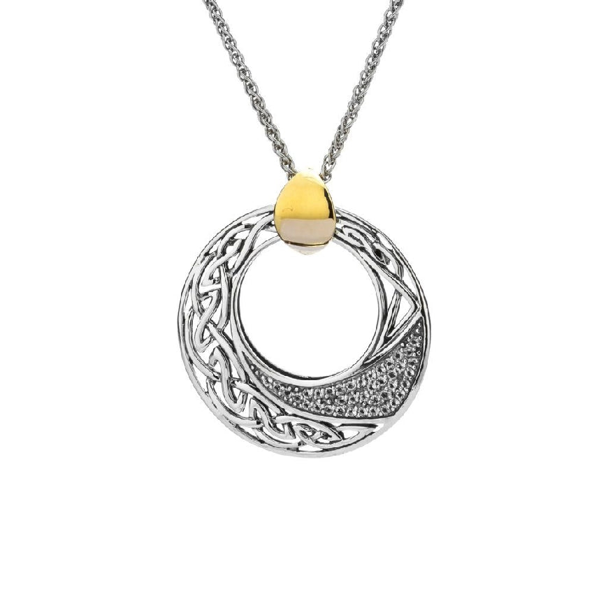 KEITH JACK - Sterling silver & 10kt yellow gold 'COMET' White Topaz pendant on an 18' oxidized chain