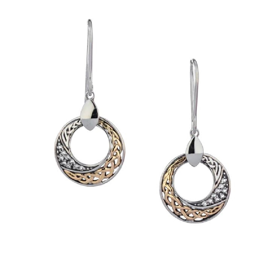 Lady's KEITH JACK sterling silver & 10kt yellow gold 'Comet' earrings set with white topaz