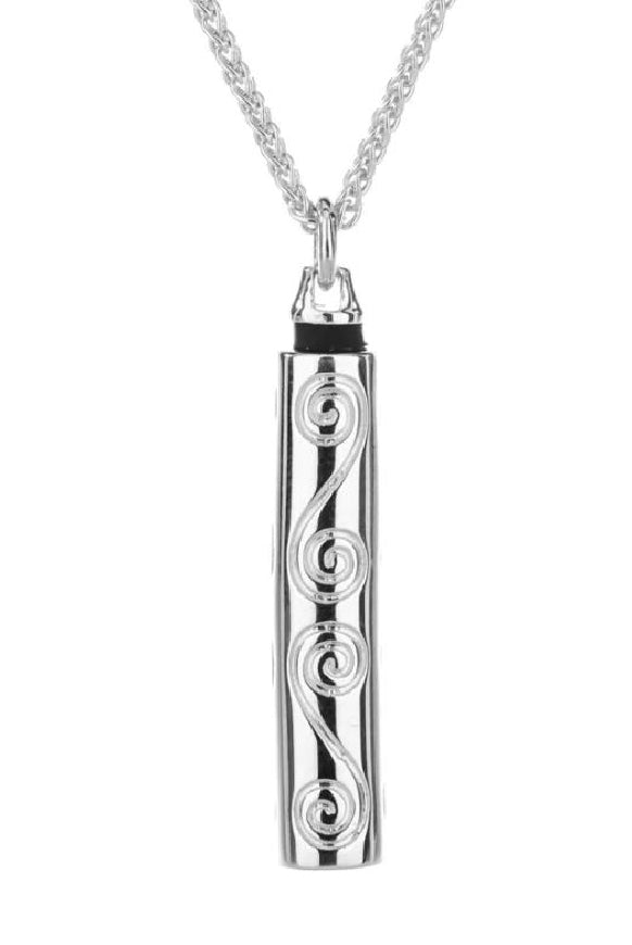 KEITH JACK sterling silver 'CELTIC SPIRAL' keepsake vial on an 18' chain