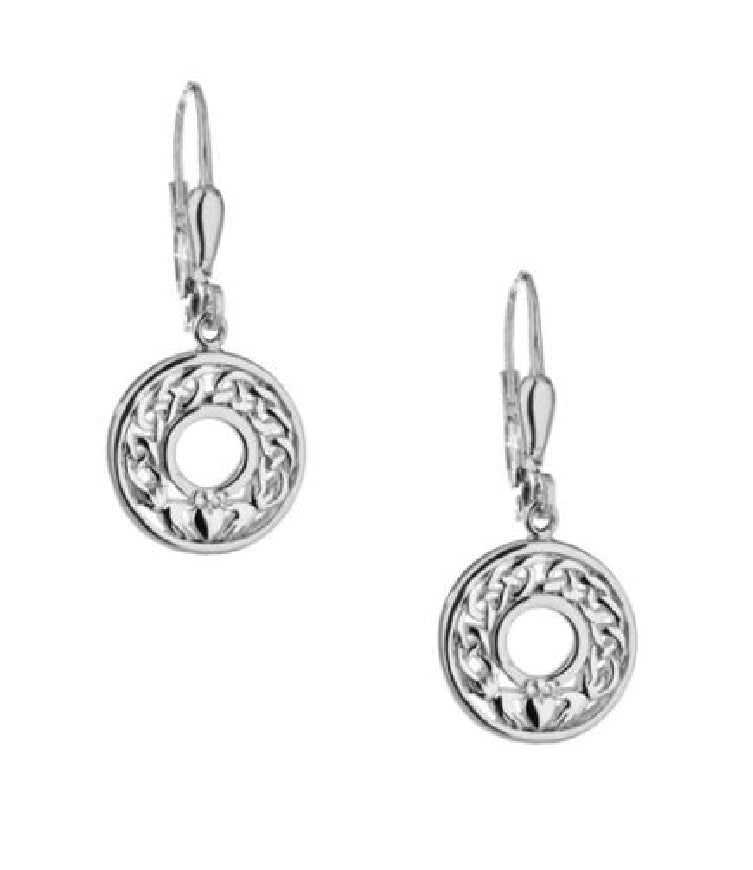 KEITH JACK sterling silver 'Claddagh' leverback earrings