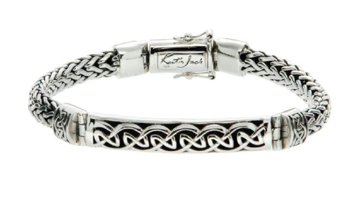 KEITH JACK sterling silver Dragon Weave Eternity Bar bracelet in 
8' length