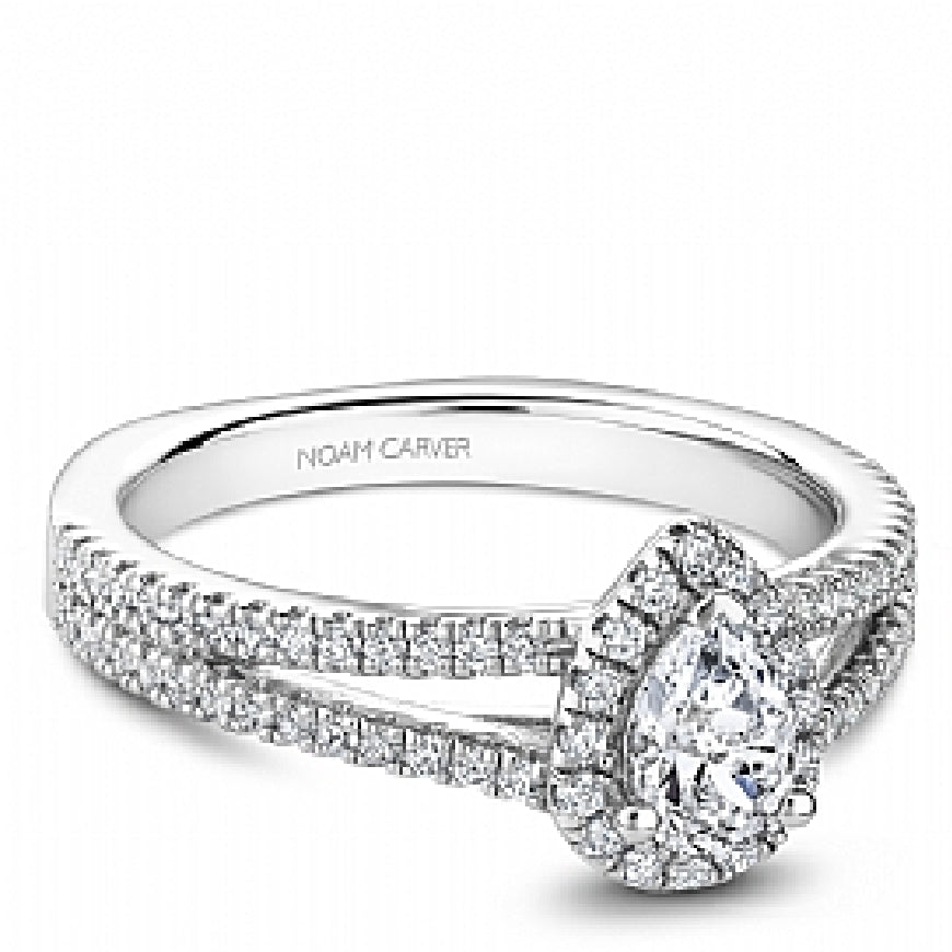 Lady's 14kt white gold NOAM CARVER STUDIO engagement ring set with 1 x 0.33ct pear shaped diamond and 72 round brilliant cut diamonds = 0.30ct   Total diamond weight = 0.63ct
Ring size = 6.5