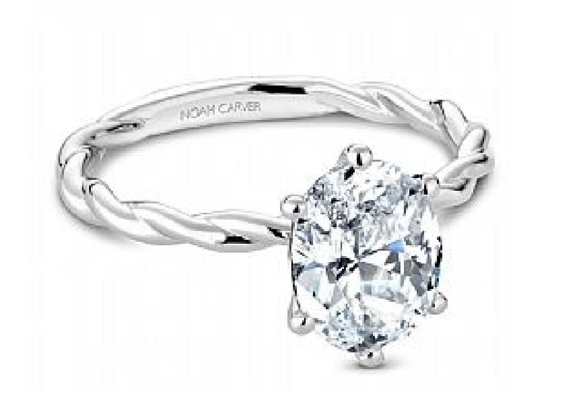 Lady's platinum NOAM CARVER Designer solitaire engagement ring set with 1 x 1.00ct oval shaped CZ
Ring size = 6.5