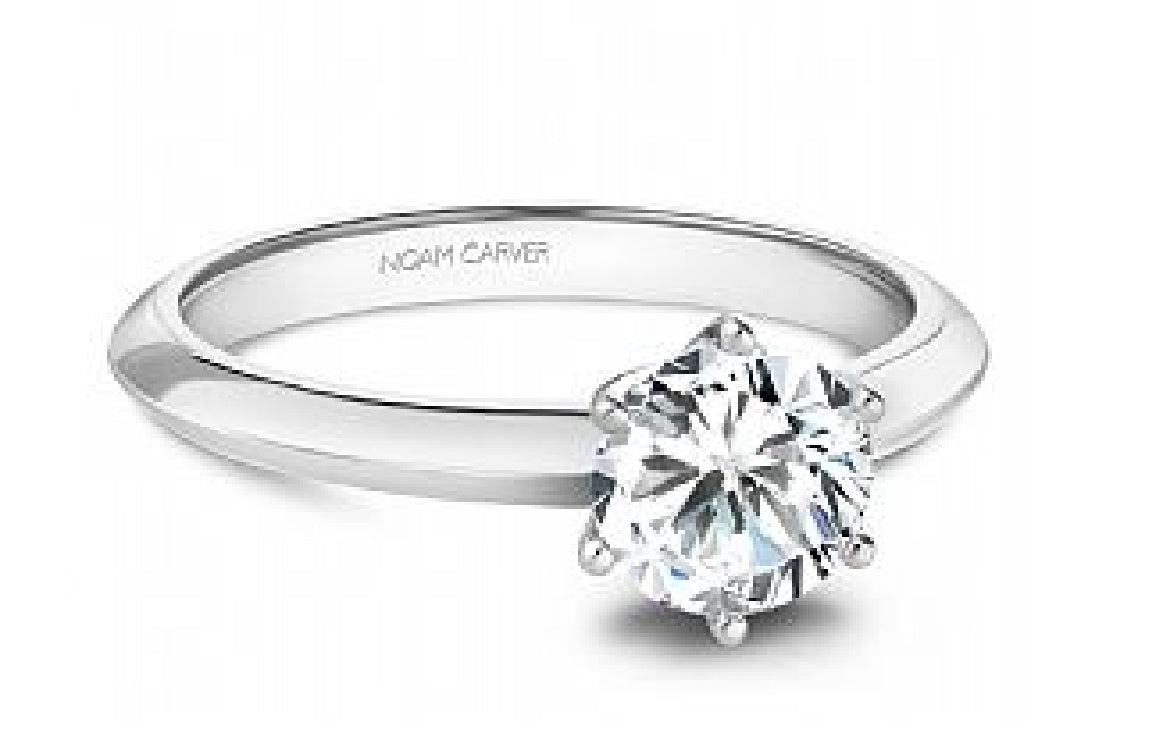 Lady's platinum NOAM CARVER Designer solitaire engagement ring set with 1 x 0.75ct round brilliant cut CZ
Ring size = 6.5