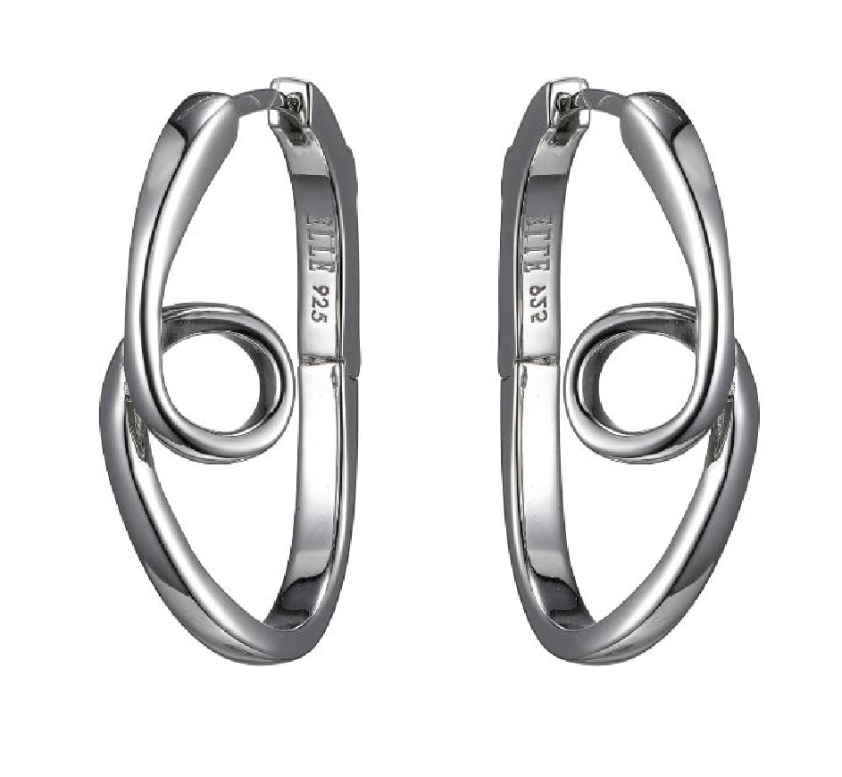 ELLE - Sterling silver twirl hoop earrings