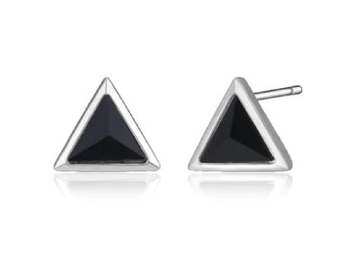 Sterling silver ELLE 'Spatial' black agate stud earrings