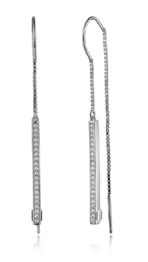 ELLE sterling silver 'STILETTO' stick earrings set with CZ