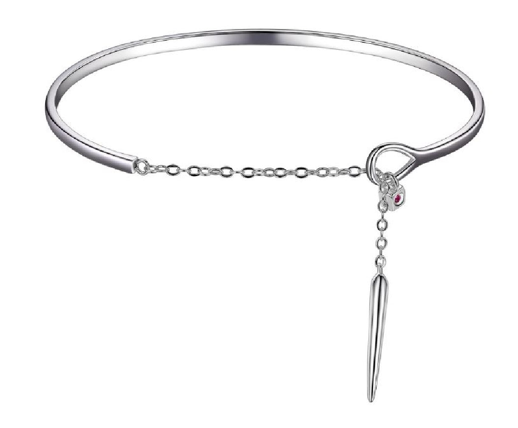 ELLE sterling silver 'BOUQUET' Spear cable chain bangle - 7'