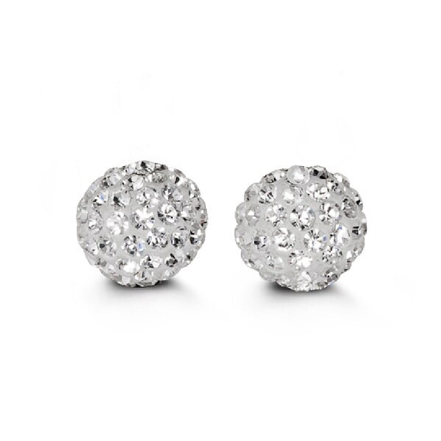 10kt yellow gold BELLA ball stud earrings set with crystals