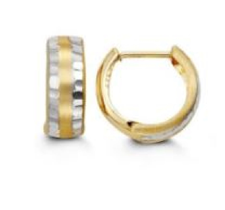 10kt 2-Tone gold BELLA Huggie earrings